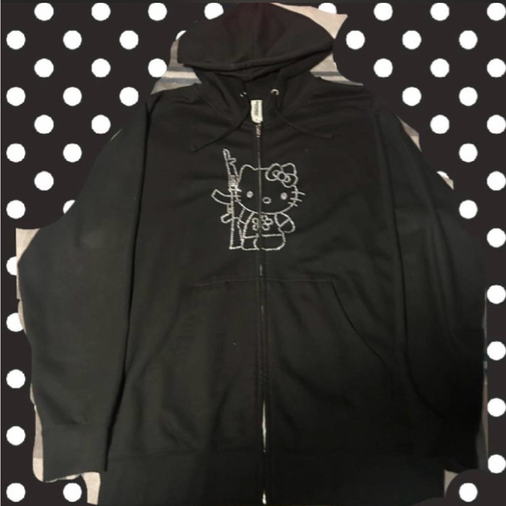 Hello Kitty Black Hoodie Cardigan